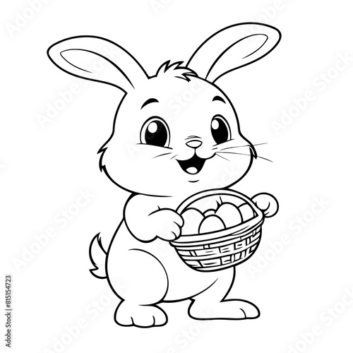 Cute vector illustration Bunny doodle for toddlers colouring page