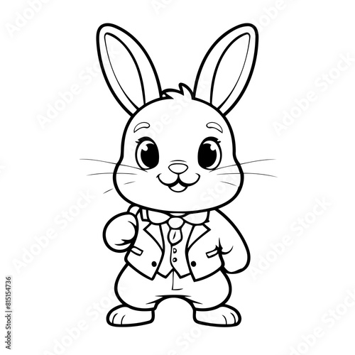 Vector illustration of a cute Rabbit doodle drawing for kids page