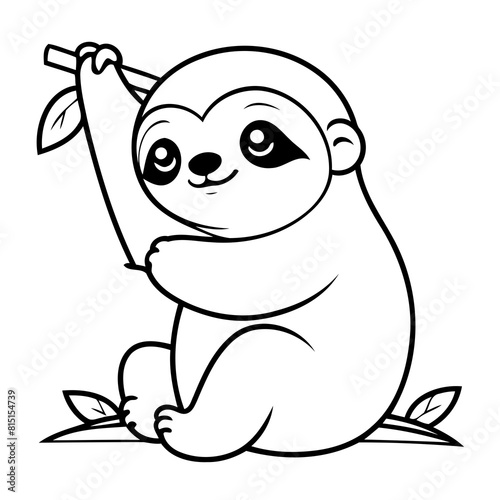 Cute vector illustration Sloth colouring page for kids
