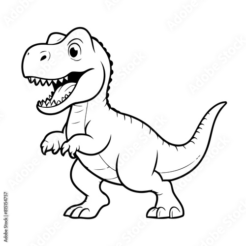 Vector illustration of a cute Tyrannosaurus drawing for kids colouring page © meastudios
