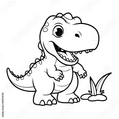 Cute vector illustration Tyrannosaurus drawing for toddlers coloring activity