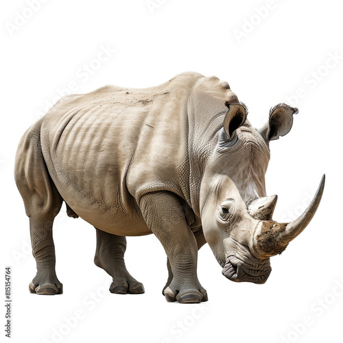 A white rhinoceros standing on a plain Png background  a white rhinoceros isolated on transparent background