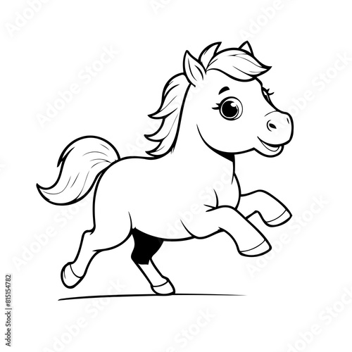 Simple vector illustration of Horse doodle for toddlers worksheet