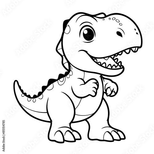 Vector illustration of a cute Tyrannosaurus doodle for children worksheet