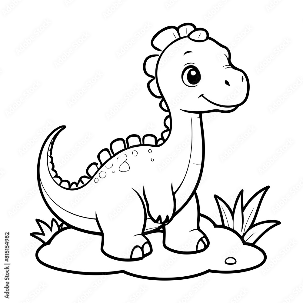 Simple vector illustration of Brachiosaurus for kids coloring page