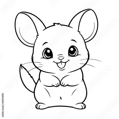 Vector illustration of a cute Chinchilla doodle for toddlers coloring activity