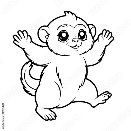 Vector illustration of a cute Marmoset drawing for toddlers book