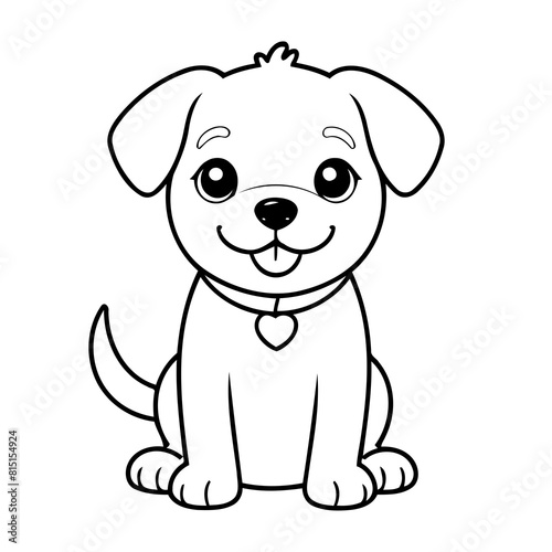 Vector illustration of a cute Dog doodle for toddlers coloring activity