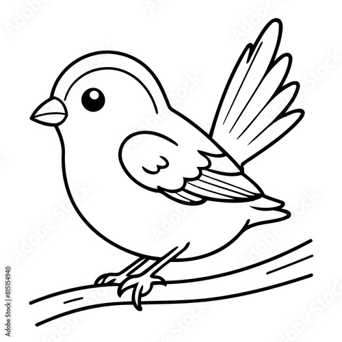 Simple vector illustration of Sparrow drawing for kids colouring page