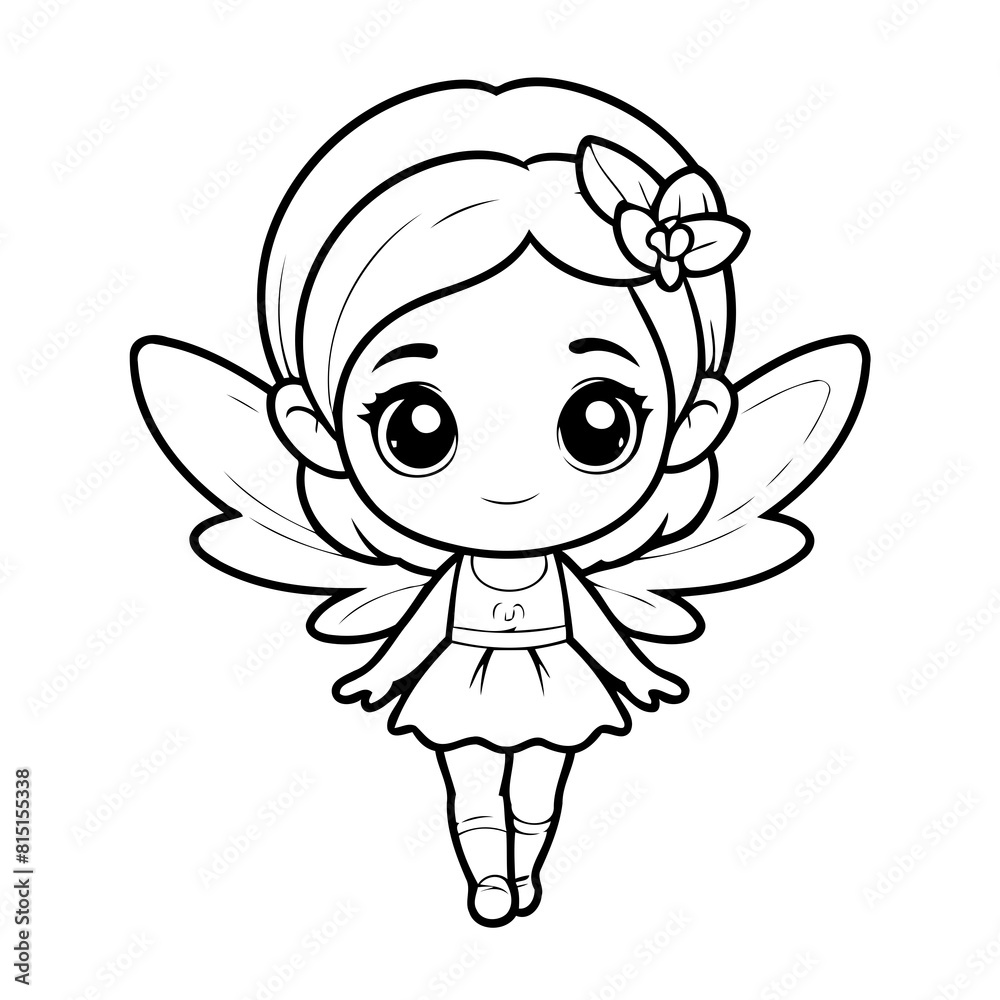 Vector illustration of a cute Fairy drawing for toddlers colouring page Vector illustration of a cute Fairy drawing for toddlers colouring page