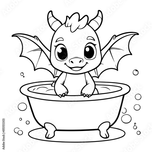 Cute vector illustration Dragon drawing for kids colouring activity
