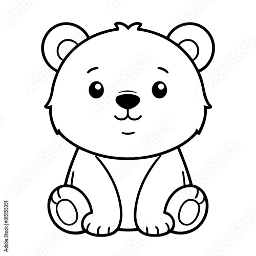 Simple vector illustration of Bear drawing for kids page