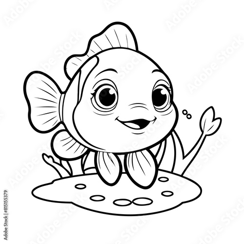 Simple vector illustration of Clownfish hand drawn for toddlers photo