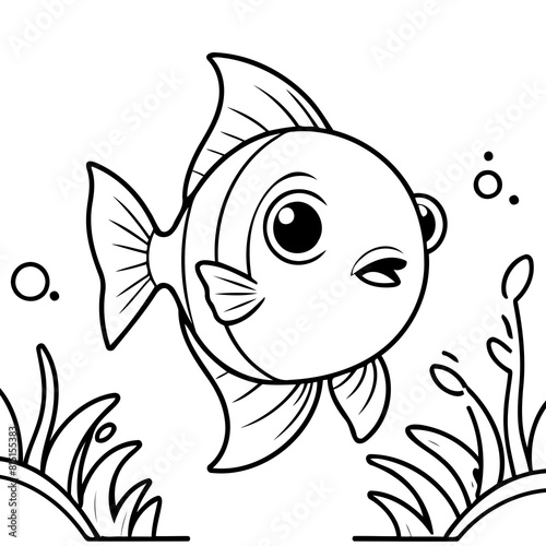 Simple vector illustration of Tetra drawing for toddlers colouring page