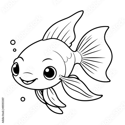 Vector illustration of a cute Goldfish drawing for kids page