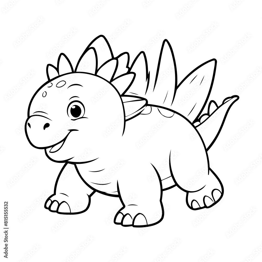 Simple vector illustration of Stegosaurus drawing for toddlers coloring activity