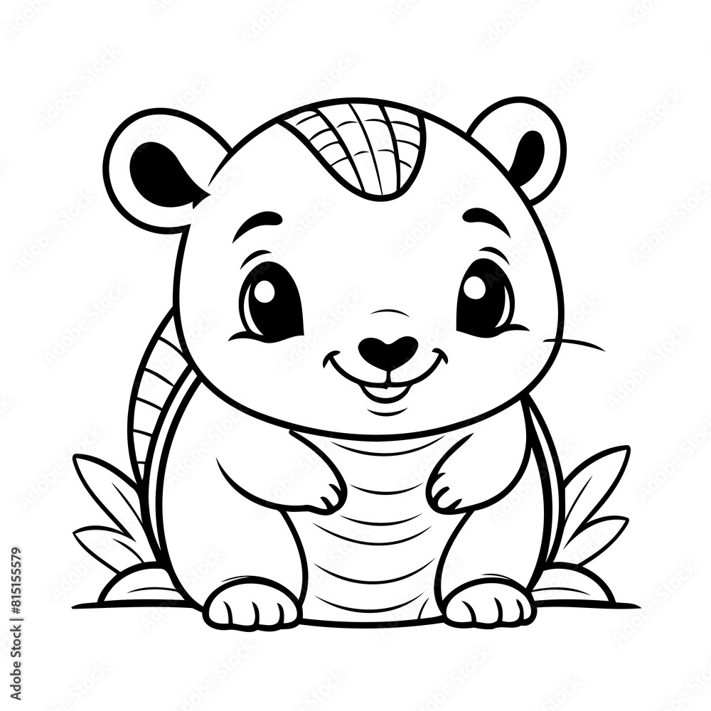 Vector illustration of a cute Armadillo doodle drawing for kids page Vector illustration of a cute Armadillo doodle drawing for kids page