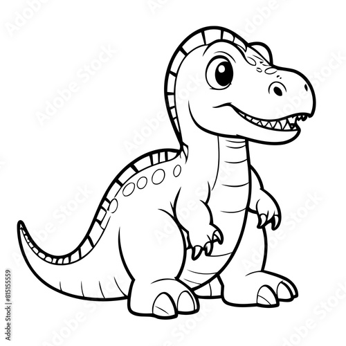 Cute vector illustration Allosaurus colouring page for kids