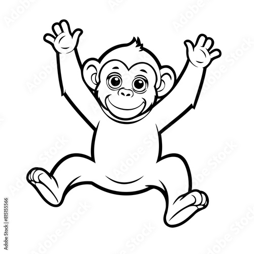 Cute vector illustration Chimpanzee hand drawn for kids coloring page