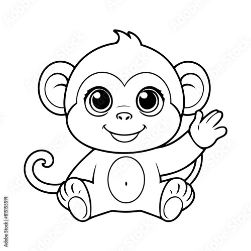 Simple vector illustration of Monkey drawing for toddlers book