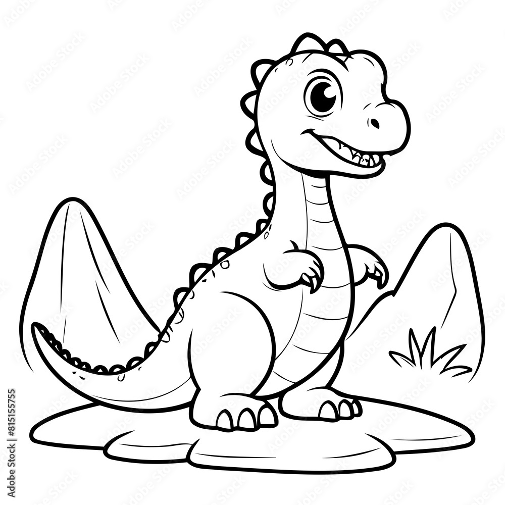 Obraz premium Simple vector illustration of Allosaurus doodle for toddlers worksheet