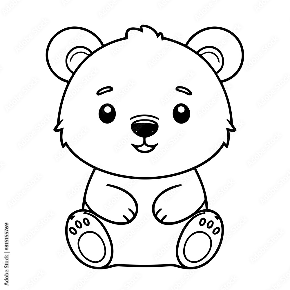 Cute vector illustration Bear drawing for kids colouring page Cute vector illustration Bear drawing for kids colouring page