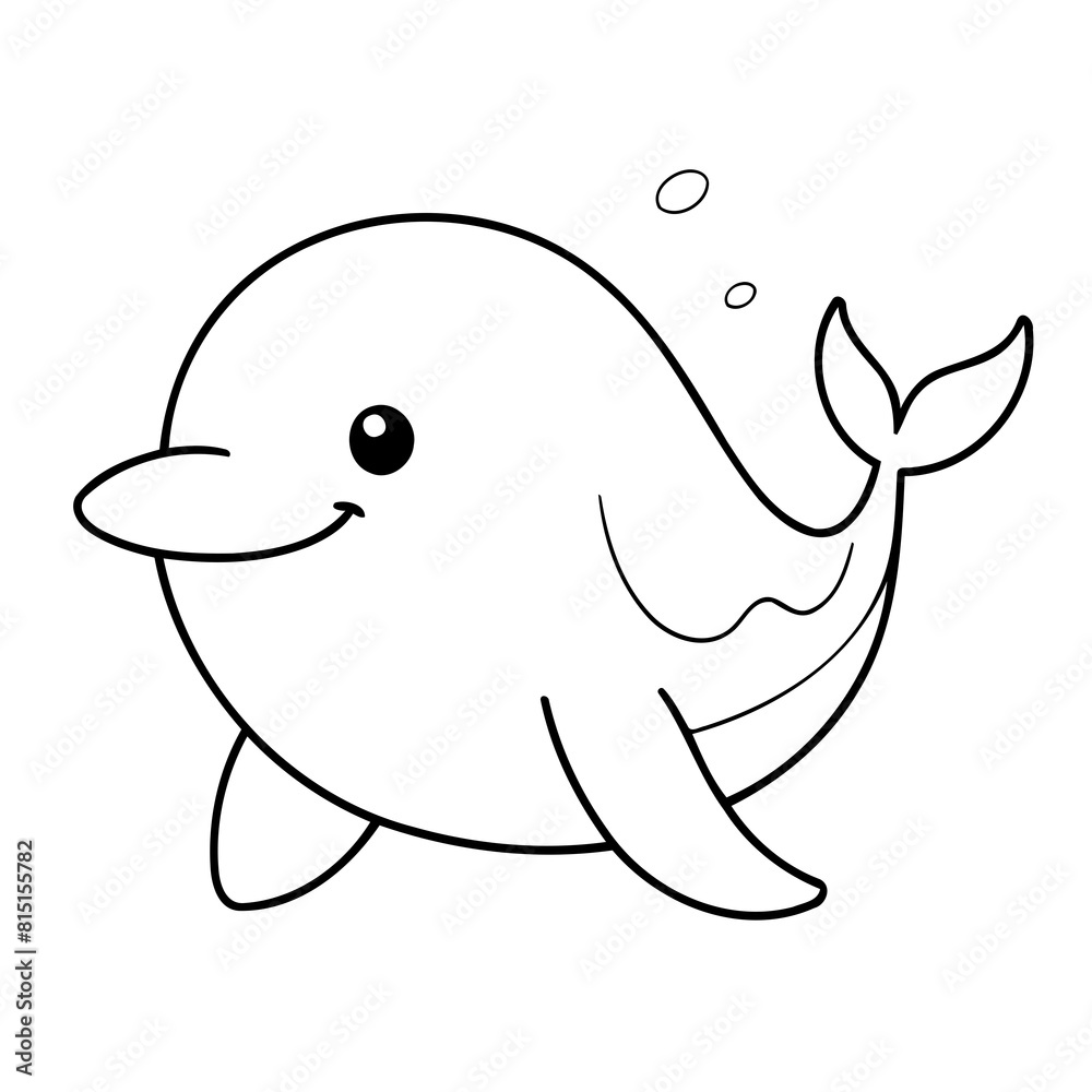 Simple vector illustration of Whale drawing colouring activity Simple vector illustration of Whale drawing colouring activity