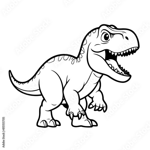 Cute vector illustration Tyrannosaurus doodle for toddlers colouring page