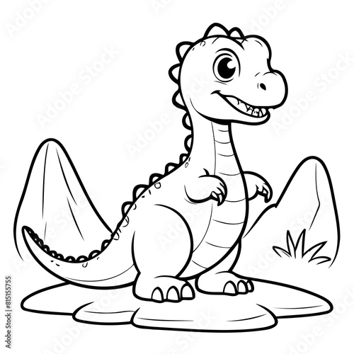 Simple vector illustration of Allosaurus doodle for toddlers worksheet