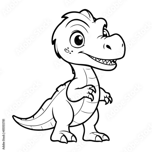 Vector illustration of a cute Velociraptor drawing colouring activity