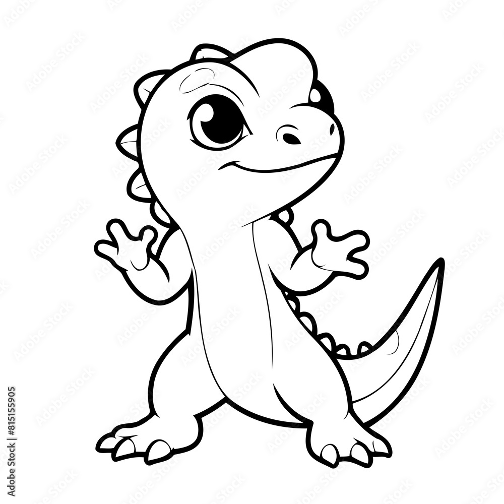 Fototapeta premium Simple vector illustration of Lizard for kids colouring worksheet