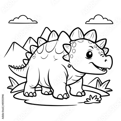 Cute vector illustration Ankylosaurus hand drawn for kids coloring page