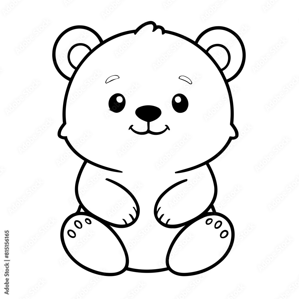 Cute vector illustration Bear hand drawn for kids page Cute vector illustration Bear hand drawn for kids page