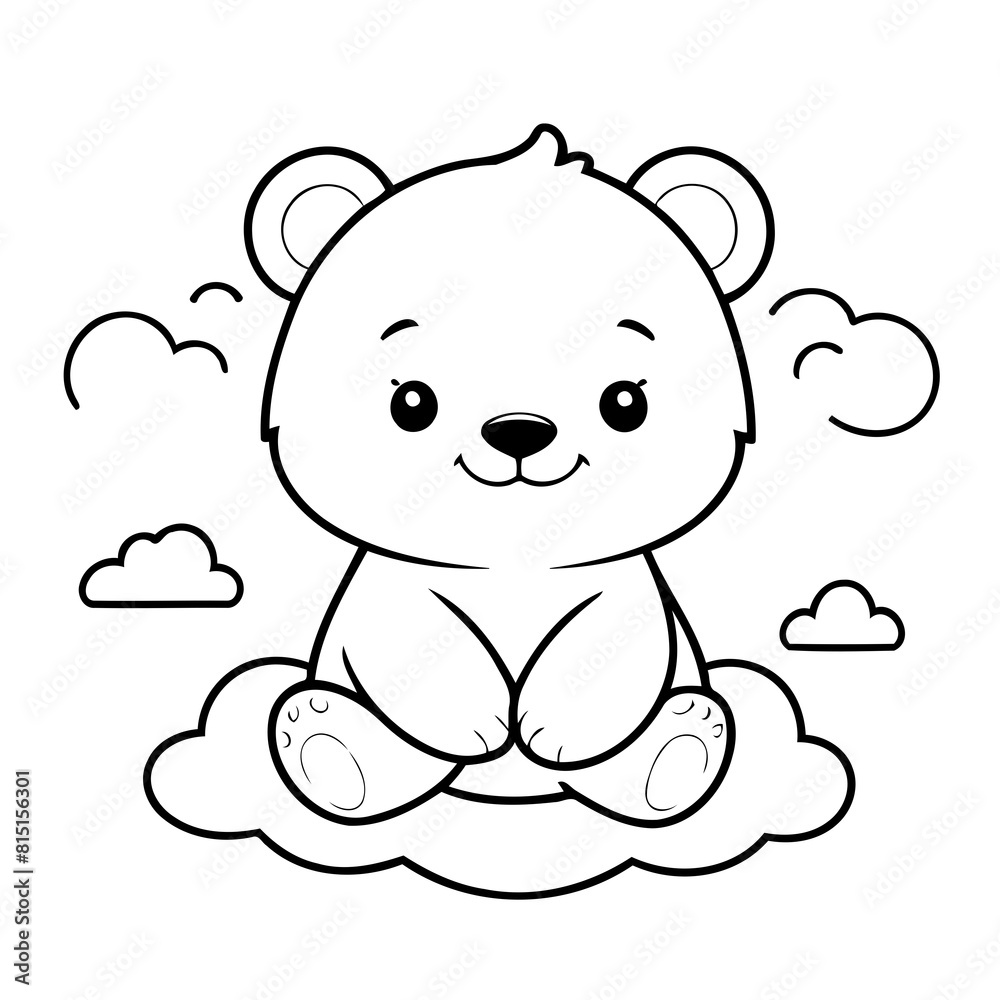 Simple vector illustration of Bear doodle for toddlers worksheet Simple vector illustration of Bear doodle for toddlers worksheet