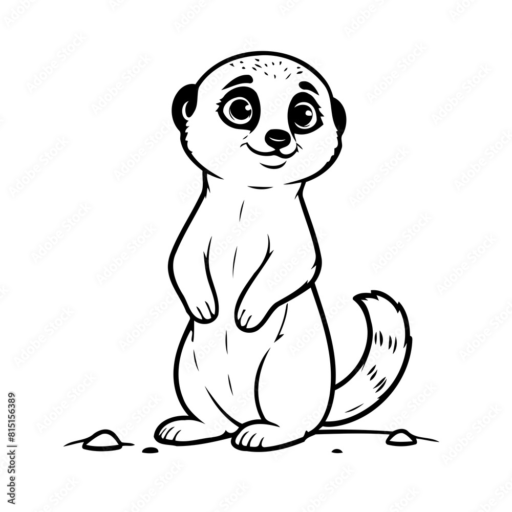 Naklejka premium Simple vector illustration of Meerkat drawing for toddlers coloring activity