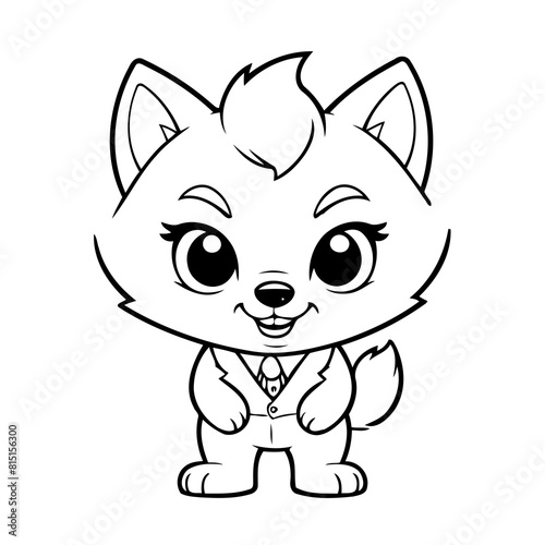 Simple vector illustration of Wolf drawing for children page