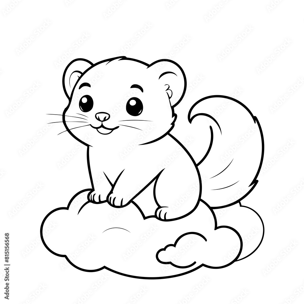 Vector illustration of a cute Ferret doodle for kids colouring page Vector illustration of a cute Ferret doodle for kids colouring page