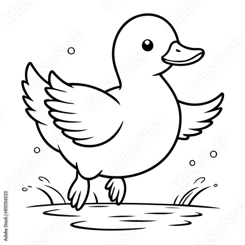 Vector illustration of a cute Duck drawing for colouring page
