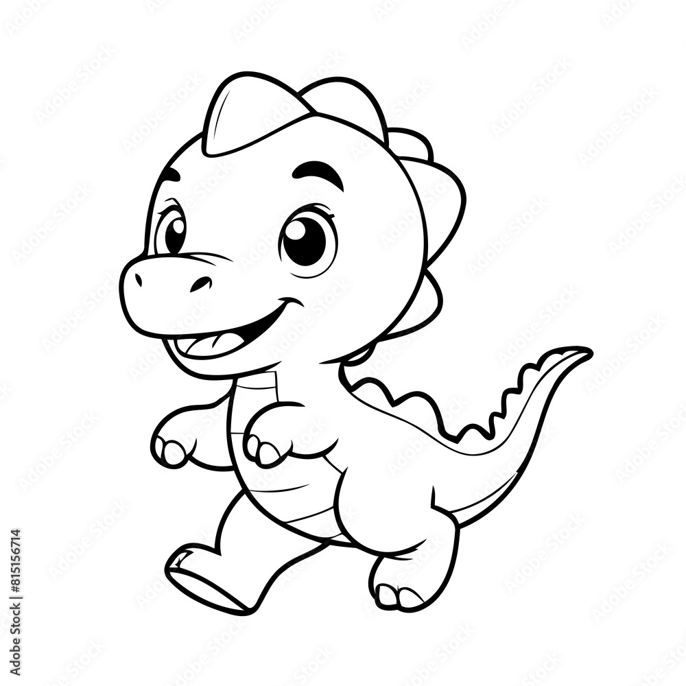 Simple vector illustration of Dino drawing for kids colouring activity Simple vector illustration of Dino drawing for kids colouring activity