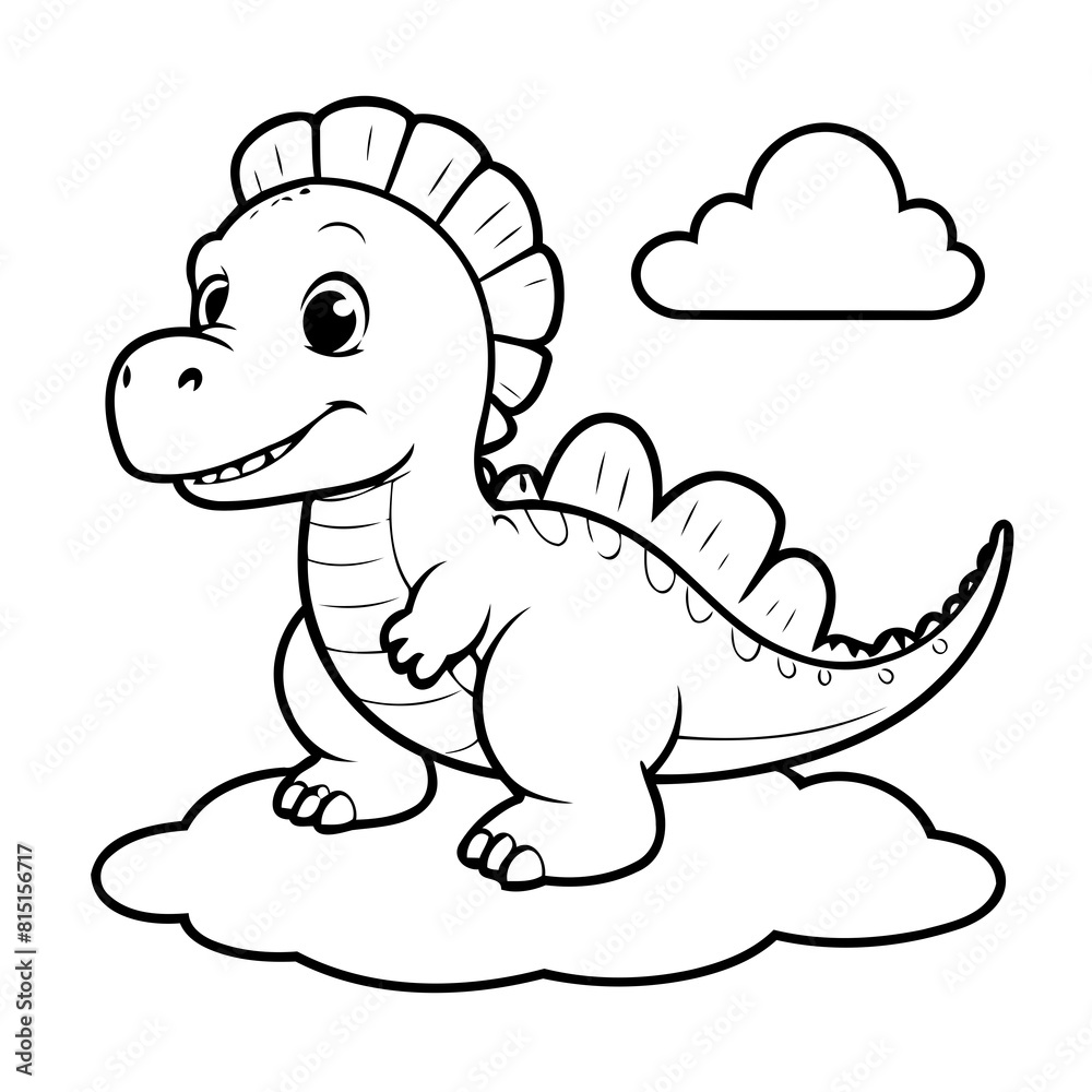 Fototapeta premium Simple vector illustration of Spinosaurus drawing for toddlers book