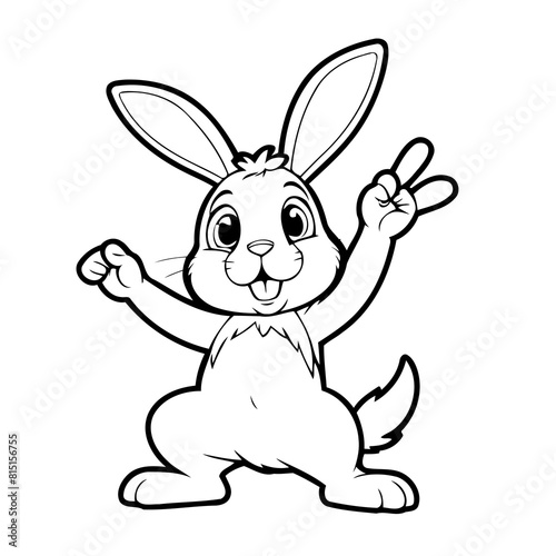 Simple vector illustration of EasterBunny drawing for toddlers coloring activity