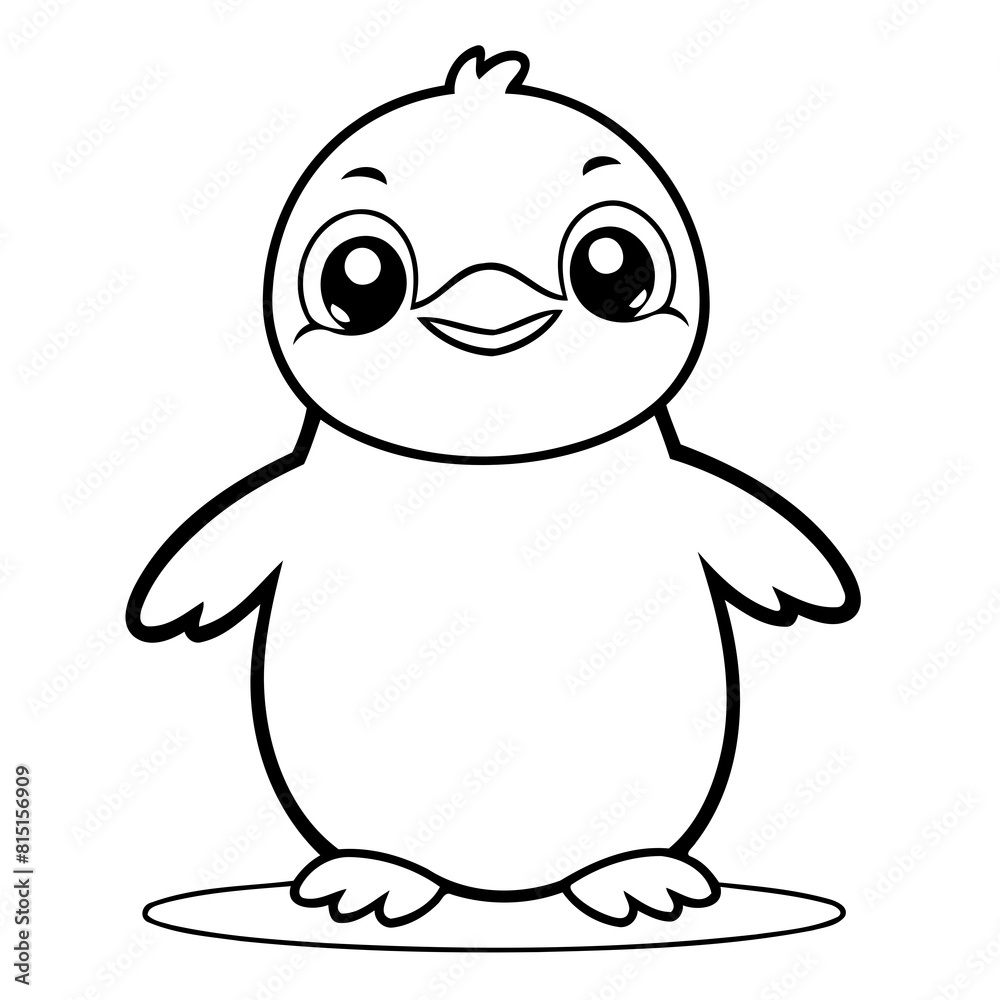 Simple vector illustration of Penguin drawing for toddlers coloring activity