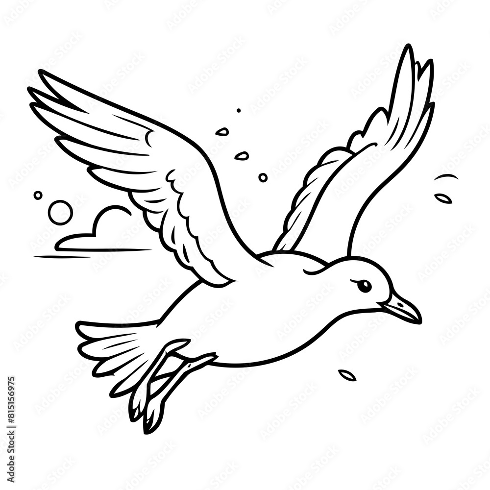 Obraz premium Vector illustration of a cute Seagull drawing for toddlers book