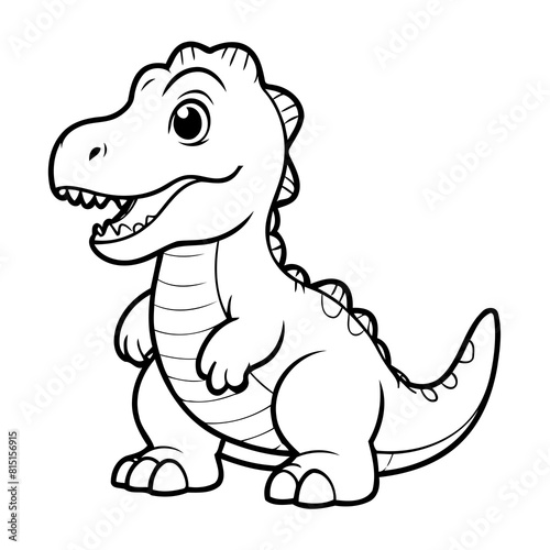 Vector illustration of a cute Tyrannosaurus doodle colouring activity for kids