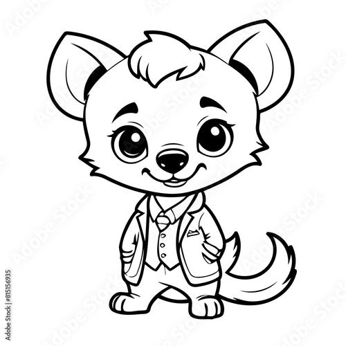 Cute vector illustration Hyena doodle for toddlers coloring activity