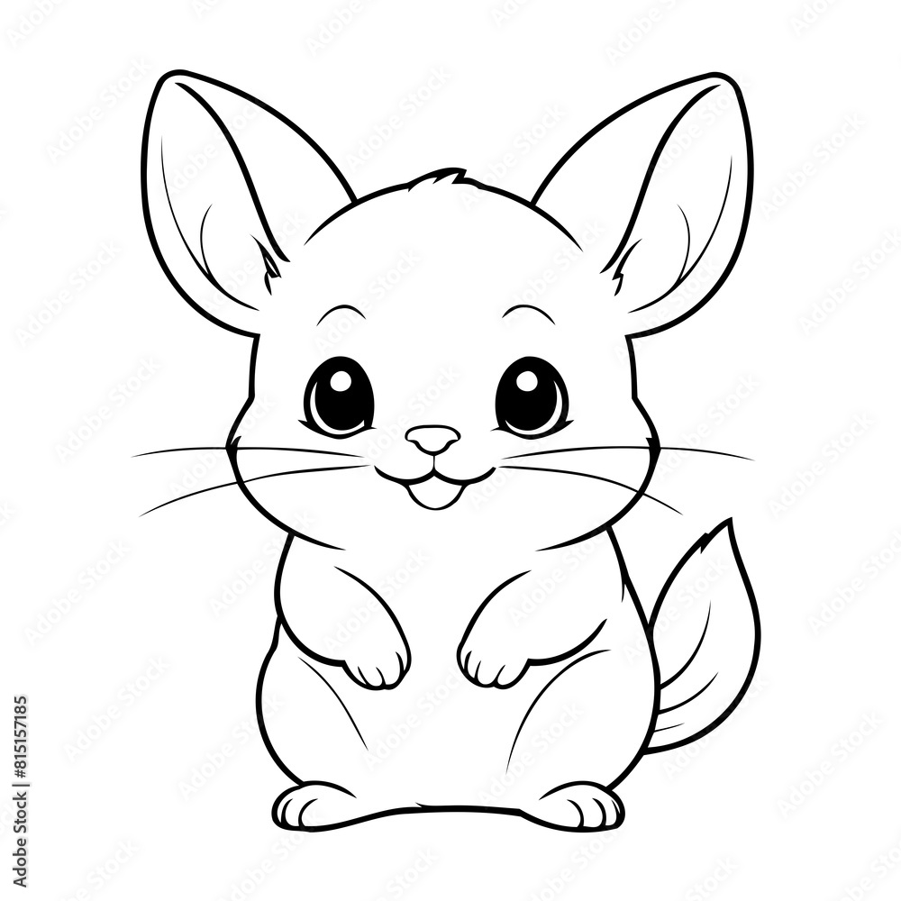 Vector illustration of a cute Chinchilla drawing colouring activity
