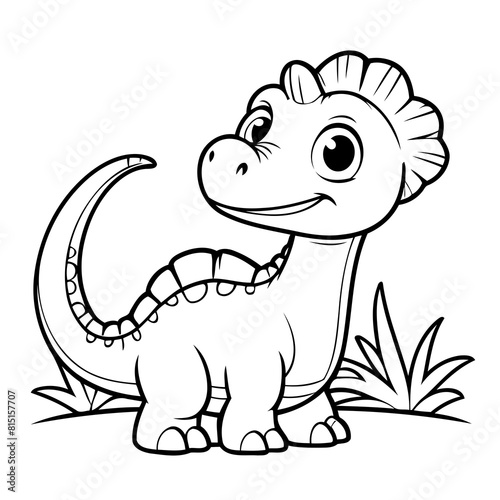 Cute vector illustration Diplodocus colouring page for kids
