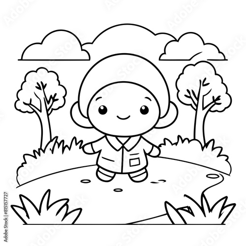 Simple vector illustration of Landscape drawing for toddlers book