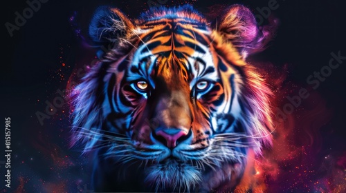 3d Tiger illustration background wallpaper colorful