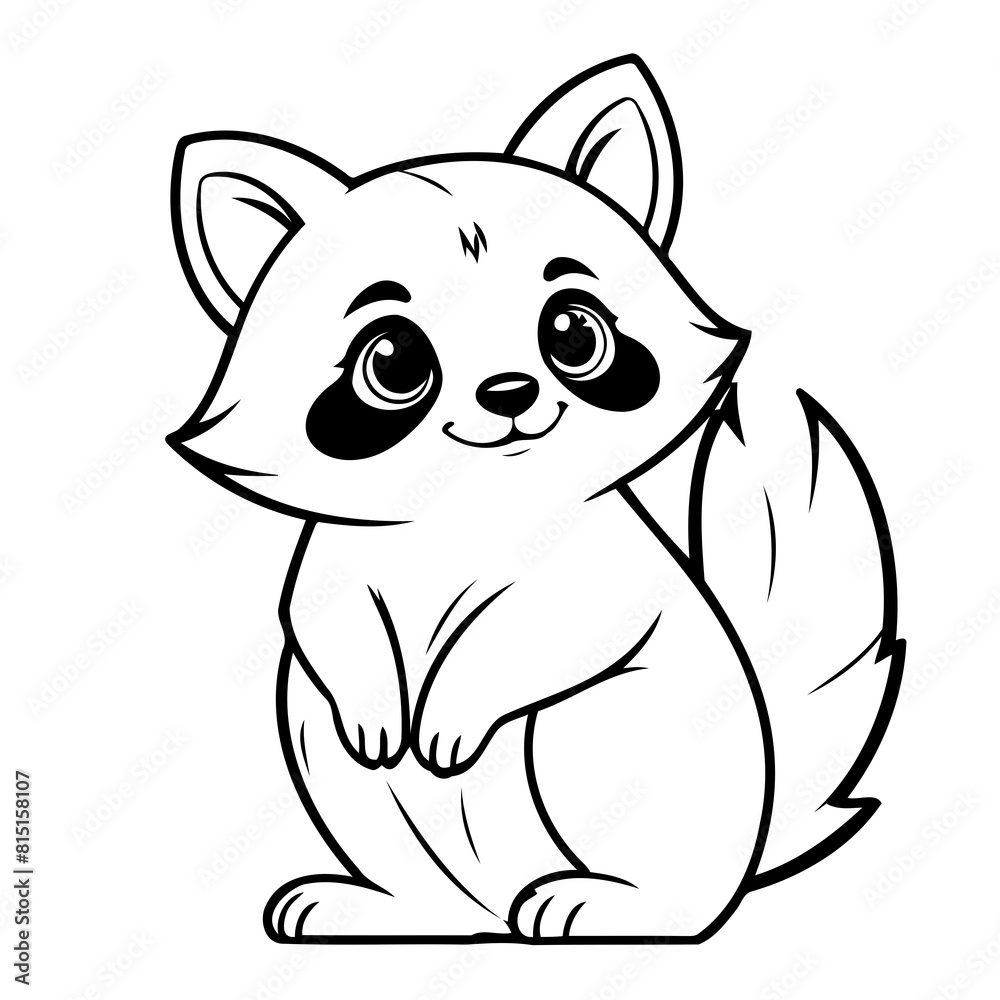 Simple vector illustration of Raccoon for toddlers colouring page